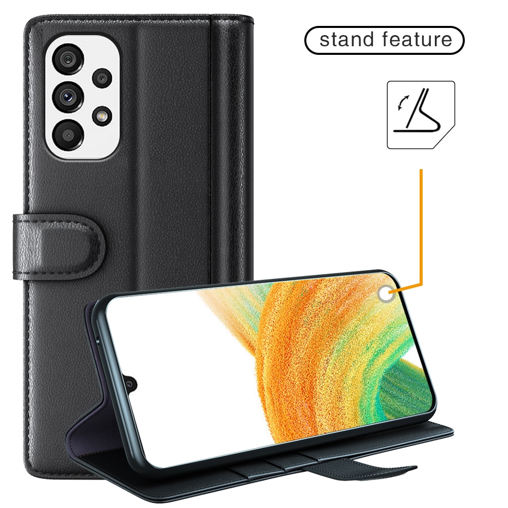 Samsung Galaxy A33 Genuine Leather Wallet Case Black