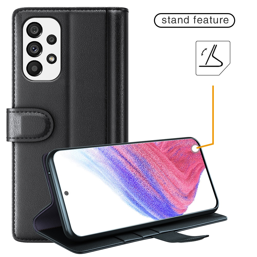 Samsung Galaxy A53 Genuine Leather Wallet Case Black