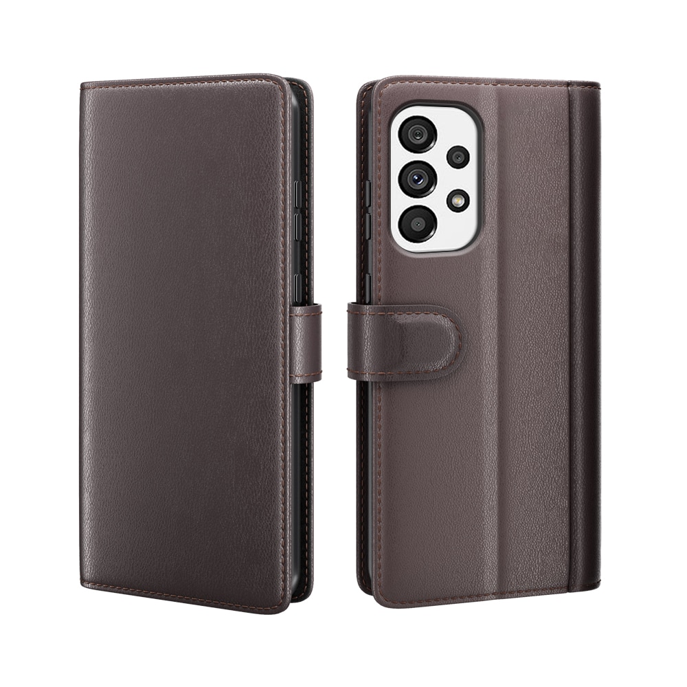 Samsung Galaxy A53 Genuine Leather Wallet Case Brown