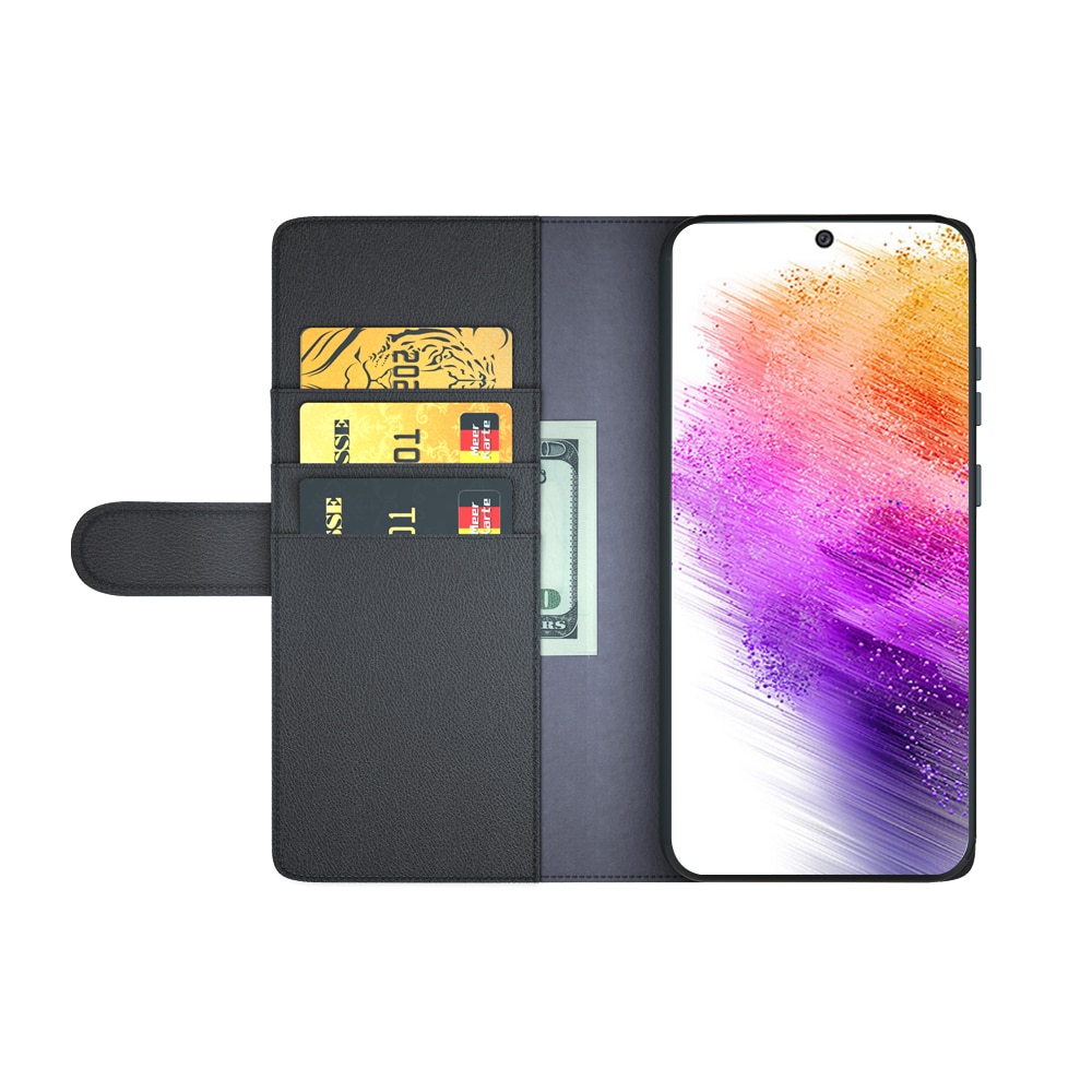 Samsung Galaxy A73 5G Genuine Leather Wallet Case Black
