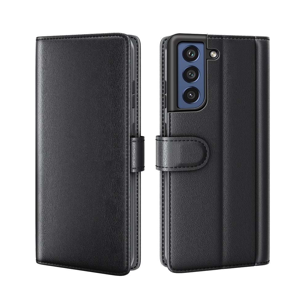 Samsung Galaxy S21 FE Genuine Leather Wallet Case Black