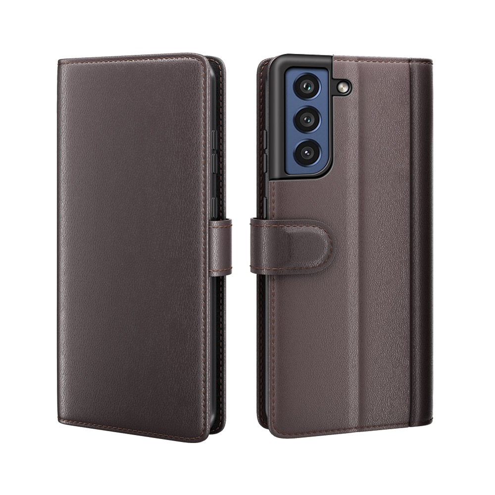 Samsung Galaxy S21 FE Genuine Leather Wallet Case Brown