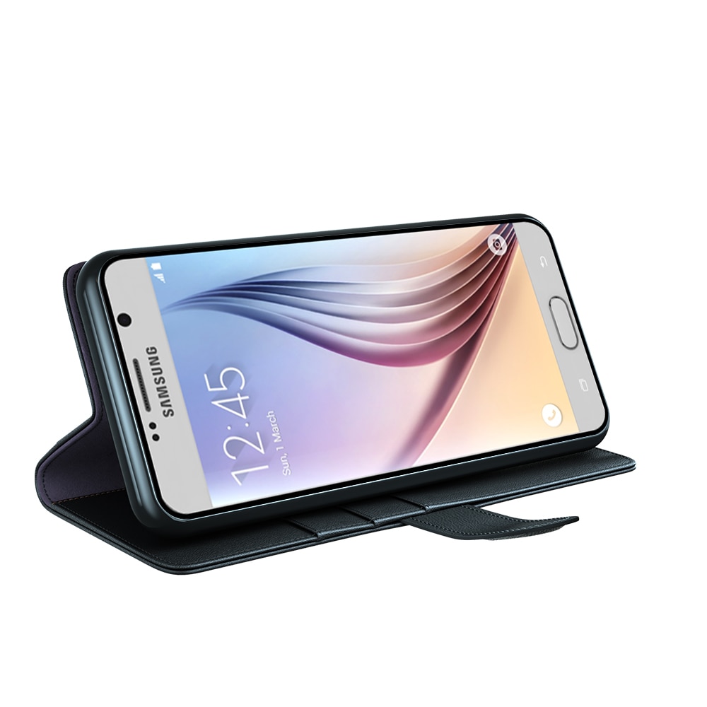 Samsung Galaxy S6 Edge Genuine Leather Wallet Case Black