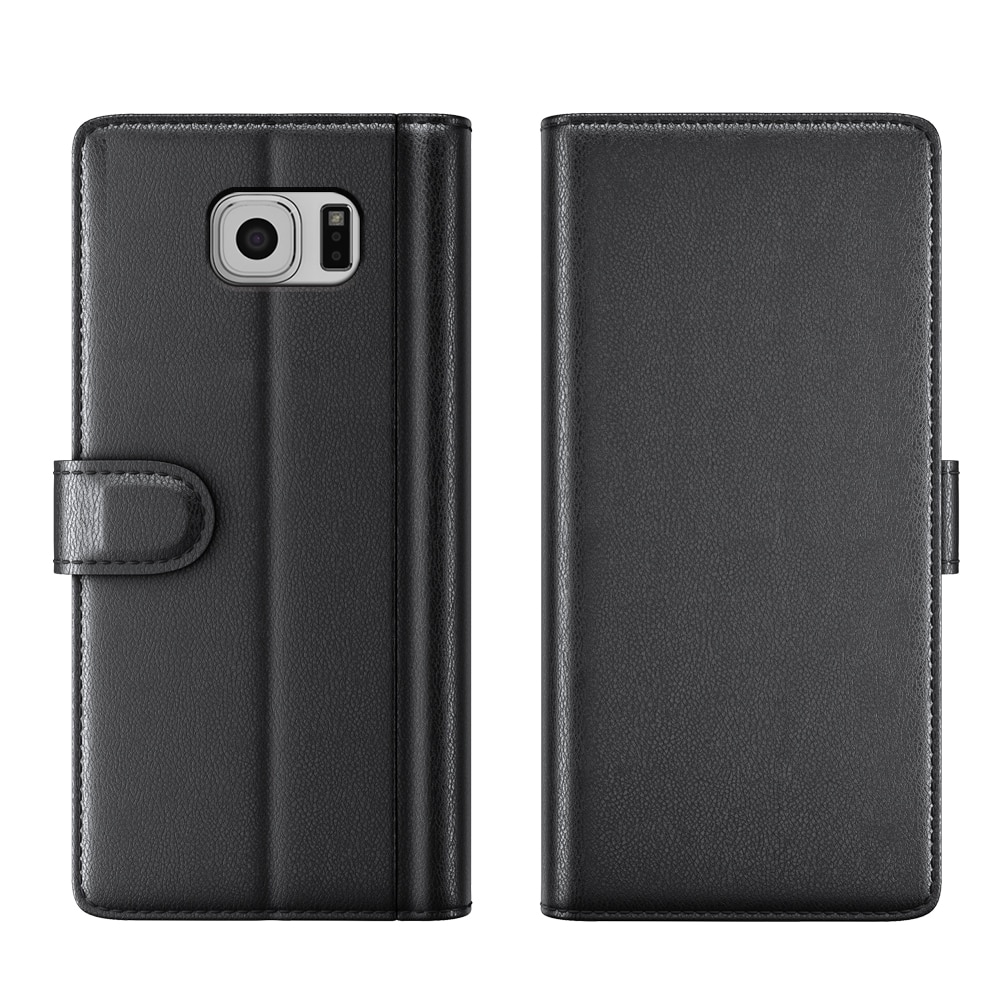 Samsung Galaxy S6 Edge Genuine Leather Wallet Case Black