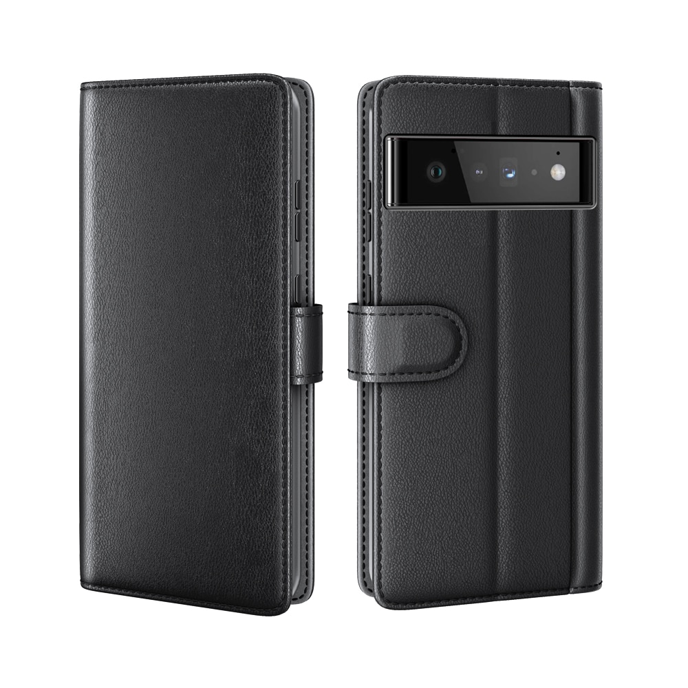 Google Pixel 6 Genuine Leather Wallet Case Black