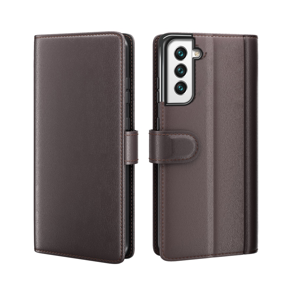 Samsung Galaxy S22 Plus Genuine Leather Wallet Case Brown