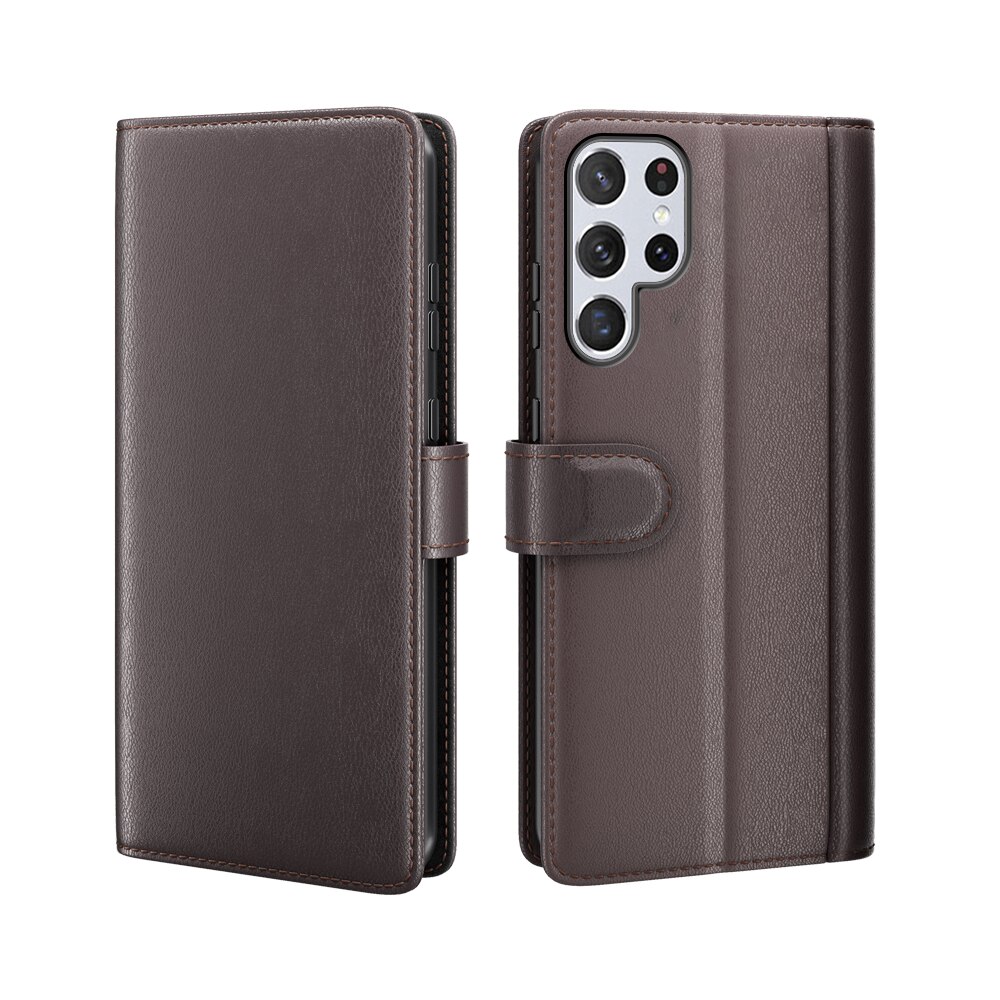 Samsung Galaxy S22 Ultra Genuine Leather Wallet Case Brown