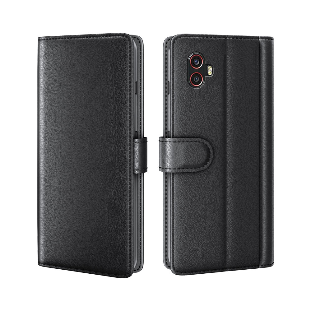 Samsung Galaxy Xcover 6 Pro Genuine Leather Wallet Case Black