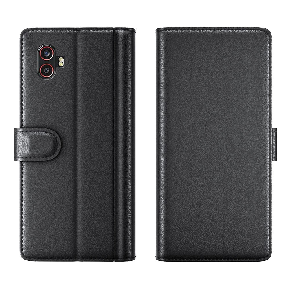 Samsung Galaxy Xcover 6 Pro Genuine Leather Wallet Case Black