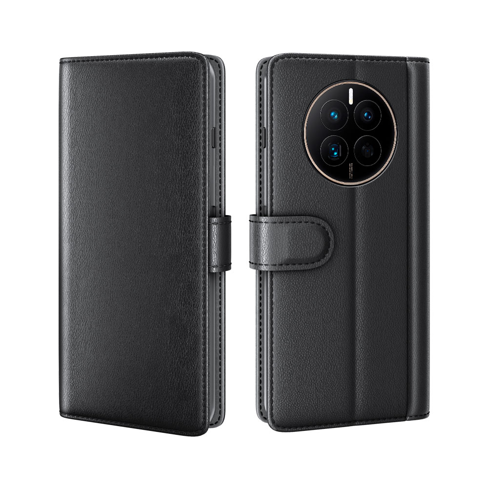 Huawei Mate 50 Genuine Leather Wallet Case Black