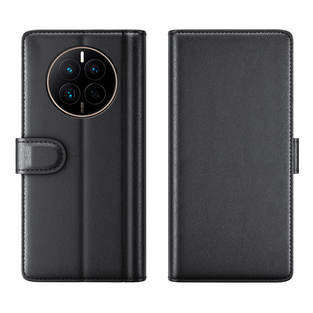 Huawei Mate 50 Genuine Leather Wallet Case Black