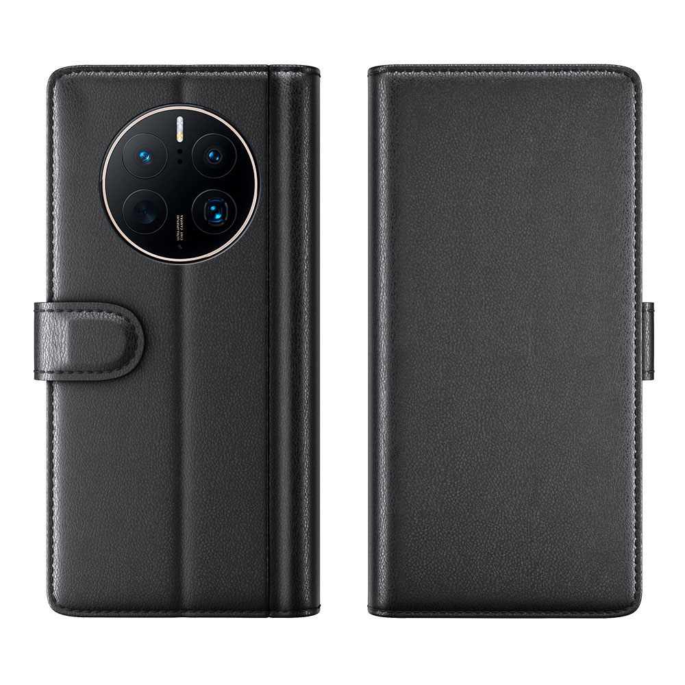Huawei Mate 50 Pro Genuine Leather Wallet Case Black
