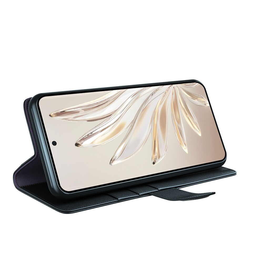  Honor 70 Genuine Leather Wallet Case Black