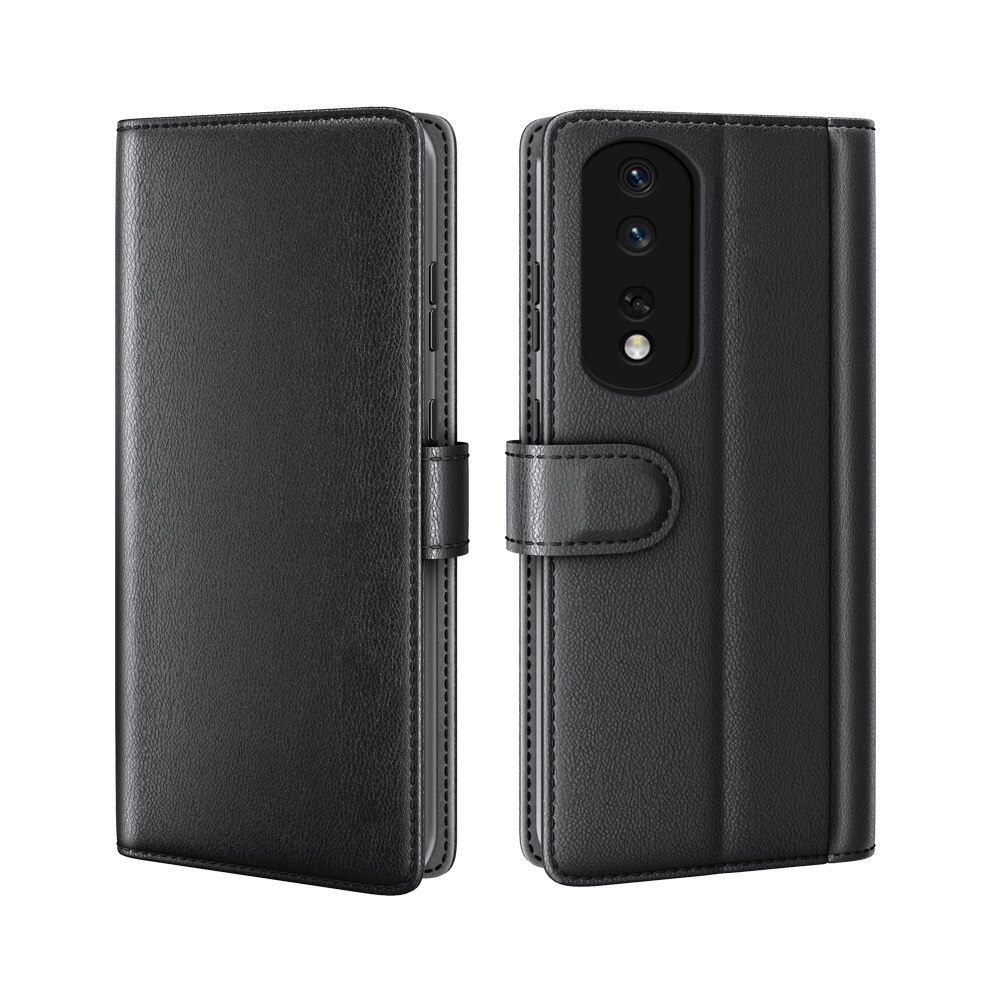 Honor 80 Pro Genuine Leather Wallet Case Black