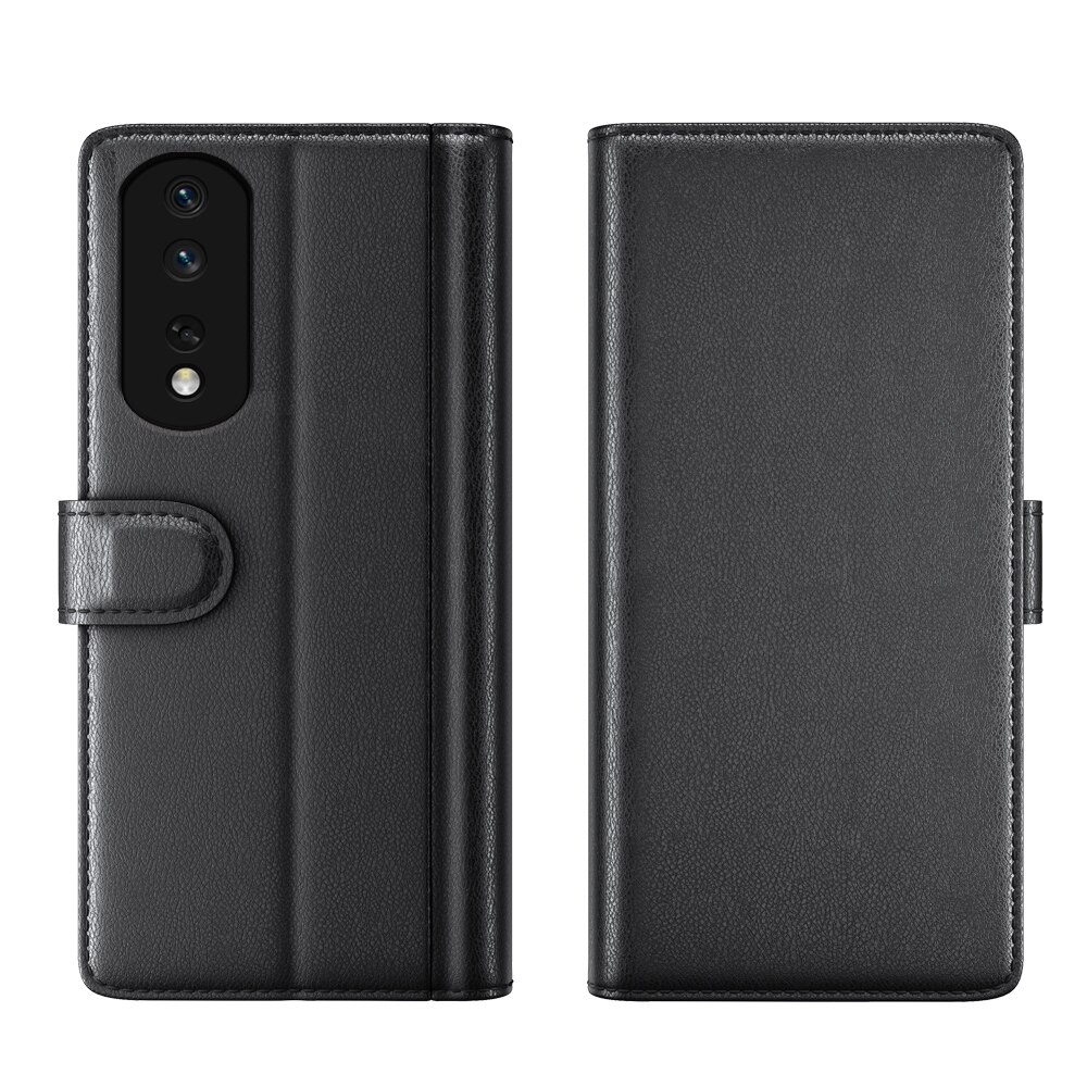 Honor 80 Pro Genuine Leather Wallet Case Black