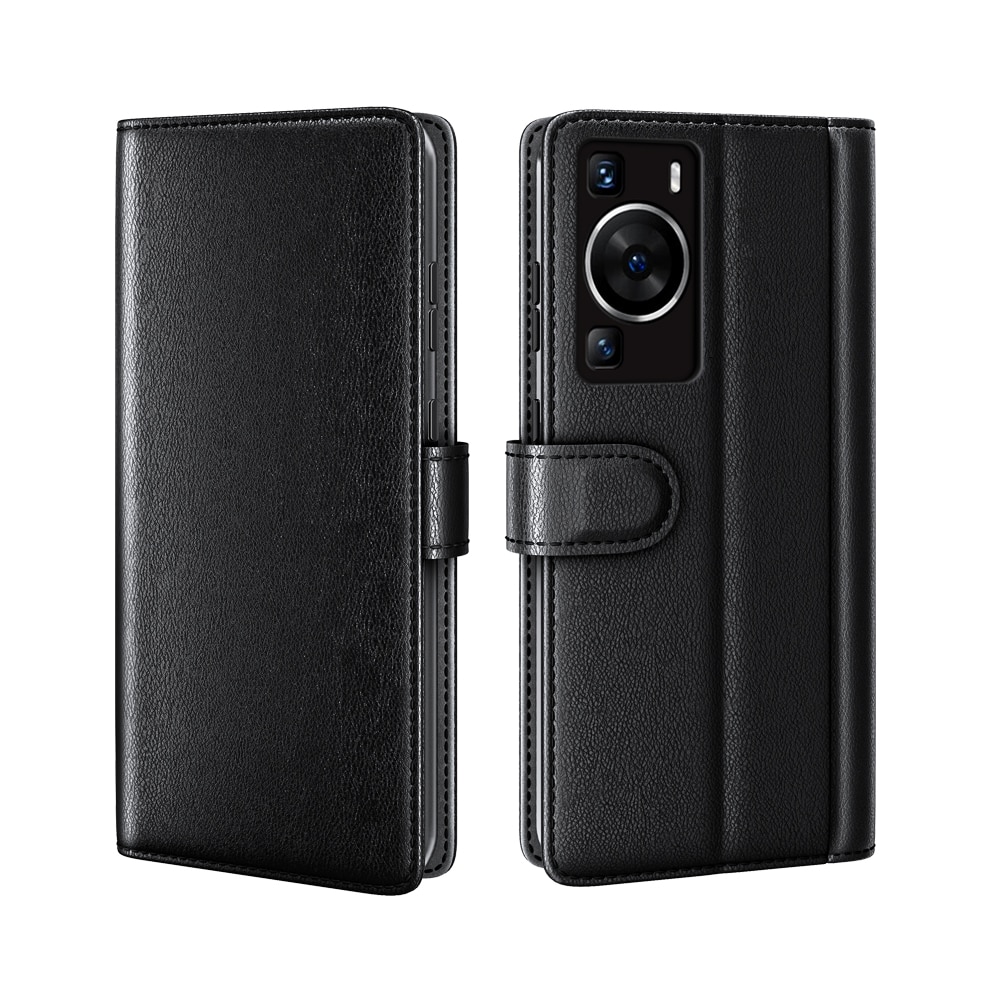 Huawei P60/P60 Pro Genuine Leather Wallet Case Black