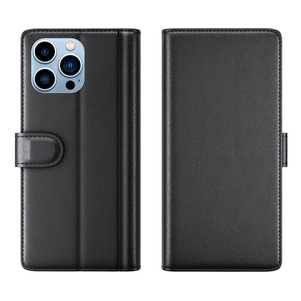 iPhone 14 Pro Genuine Leather Wallet Case Black