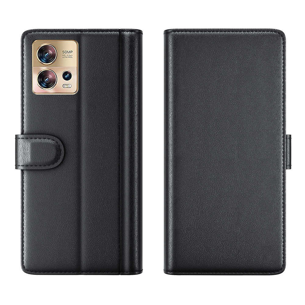 Motorola Edge 30 Fusion Genuine Leather Wallet Case Black