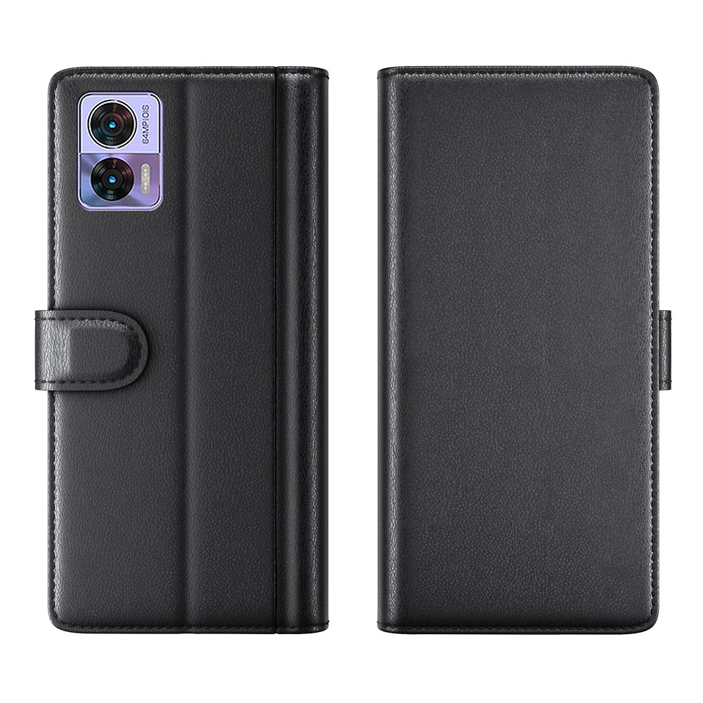 Motorola Edge 30 Neo Genuine Leather Wallet Case Black