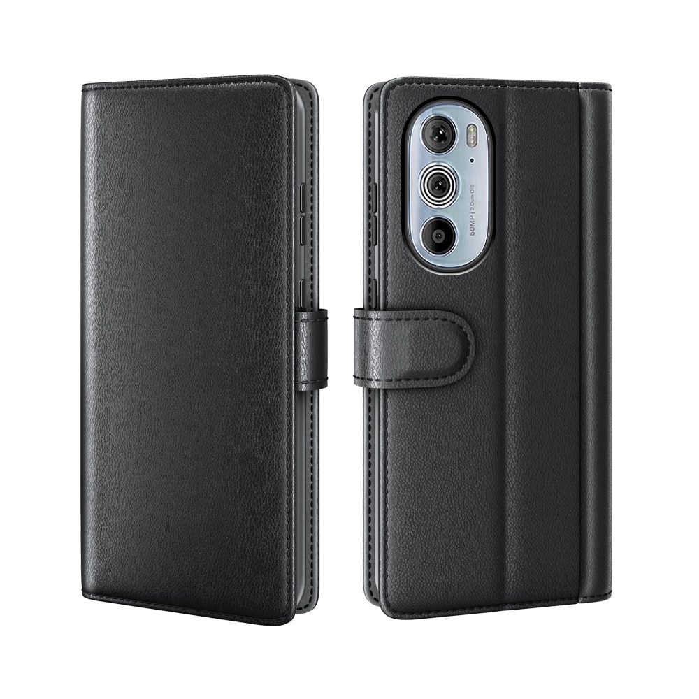 Motorola Edge 30 Pro Genuine Leather Wallet Case Black