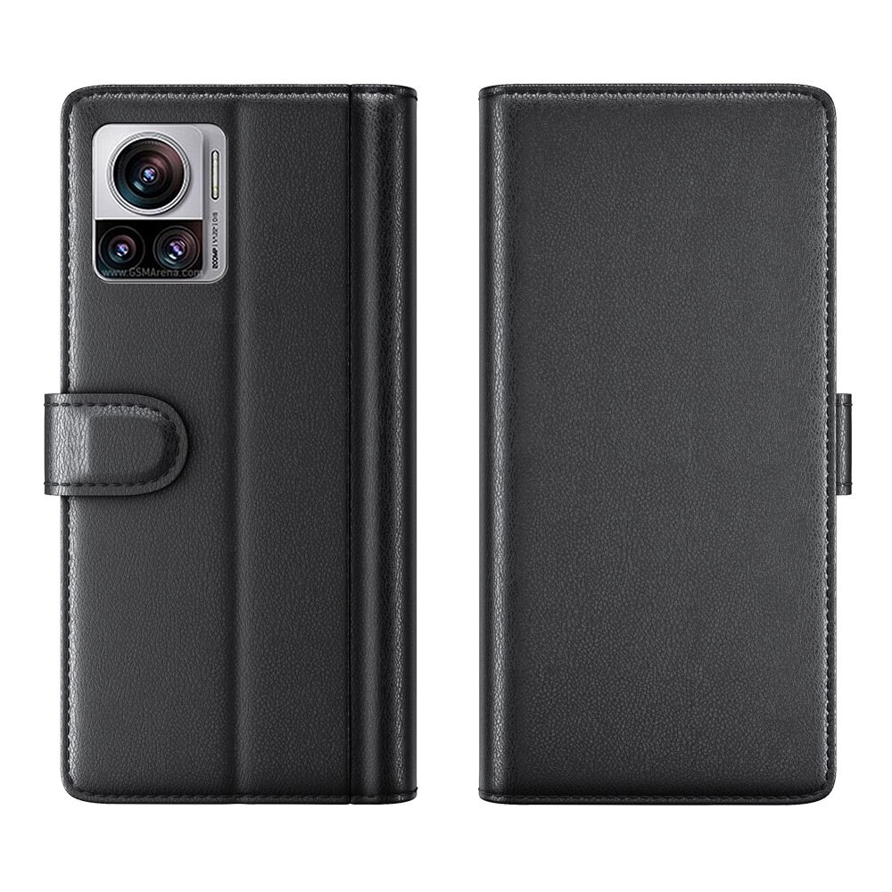 Motorola Edge 30 Ultra Genuine Leather Wallet Case Black