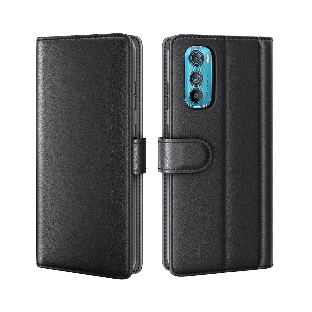 Motorola Edge 30 Genuine Leather Wallet Case Black