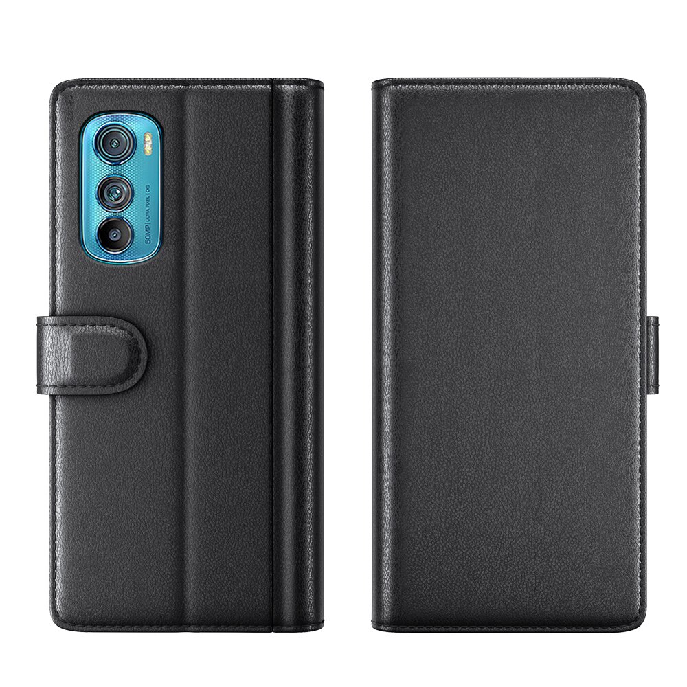 Motorola Edge 30 Genuine Leather Wallet Case Black