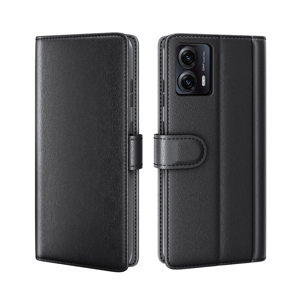 Motorola Moto G53 Genuine Leather Wallet Case Black