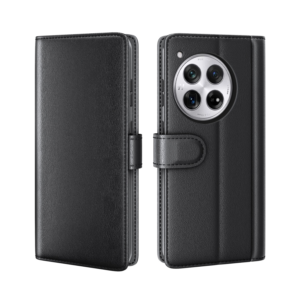 OnePlus 12 Genuine Leather Wallet Case Black