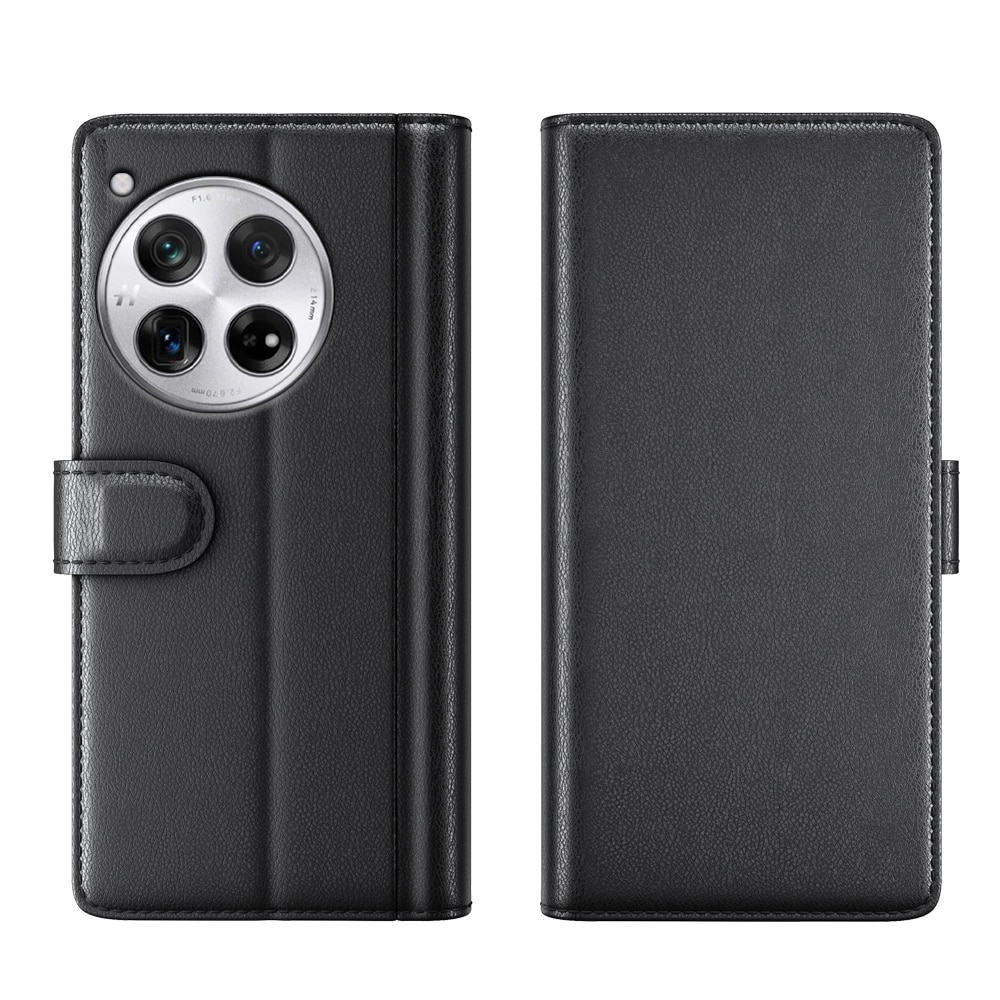 OnePlus 12 Genuine Leather Wallet Case Black