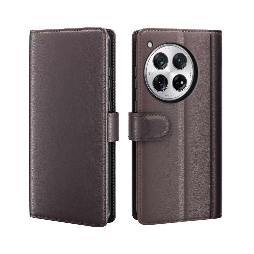 OnePlus 12 Genuine Leather Wallet Case Brown