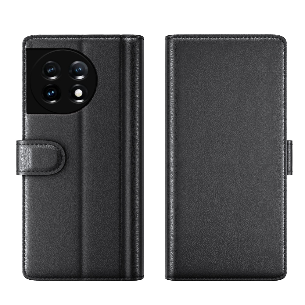 OnePlus 11 Genuine Leather Wallet Case Black