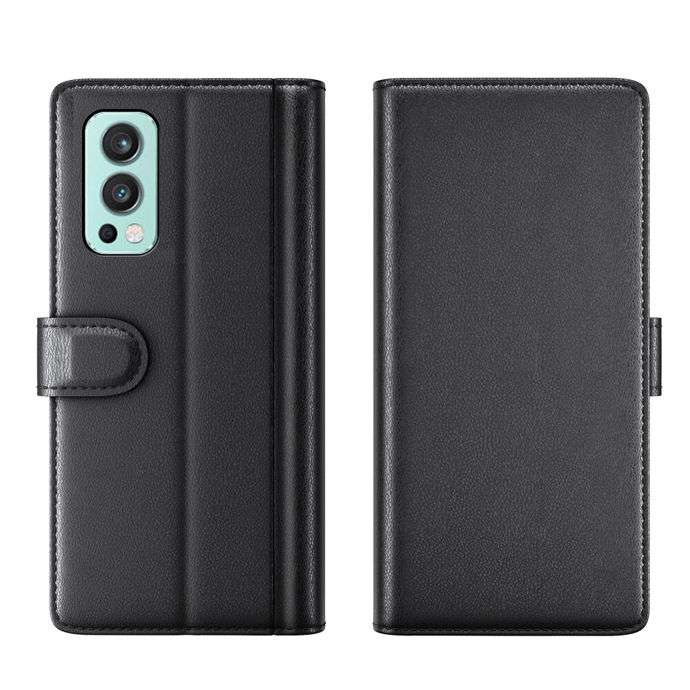 OnePlus Nord 2 5G Genuine Leather Wallet Case Black