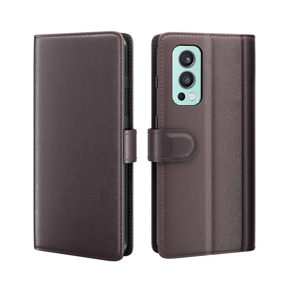 OnePlus Nord 2 5G Genuine Leather Wallet Case Brown