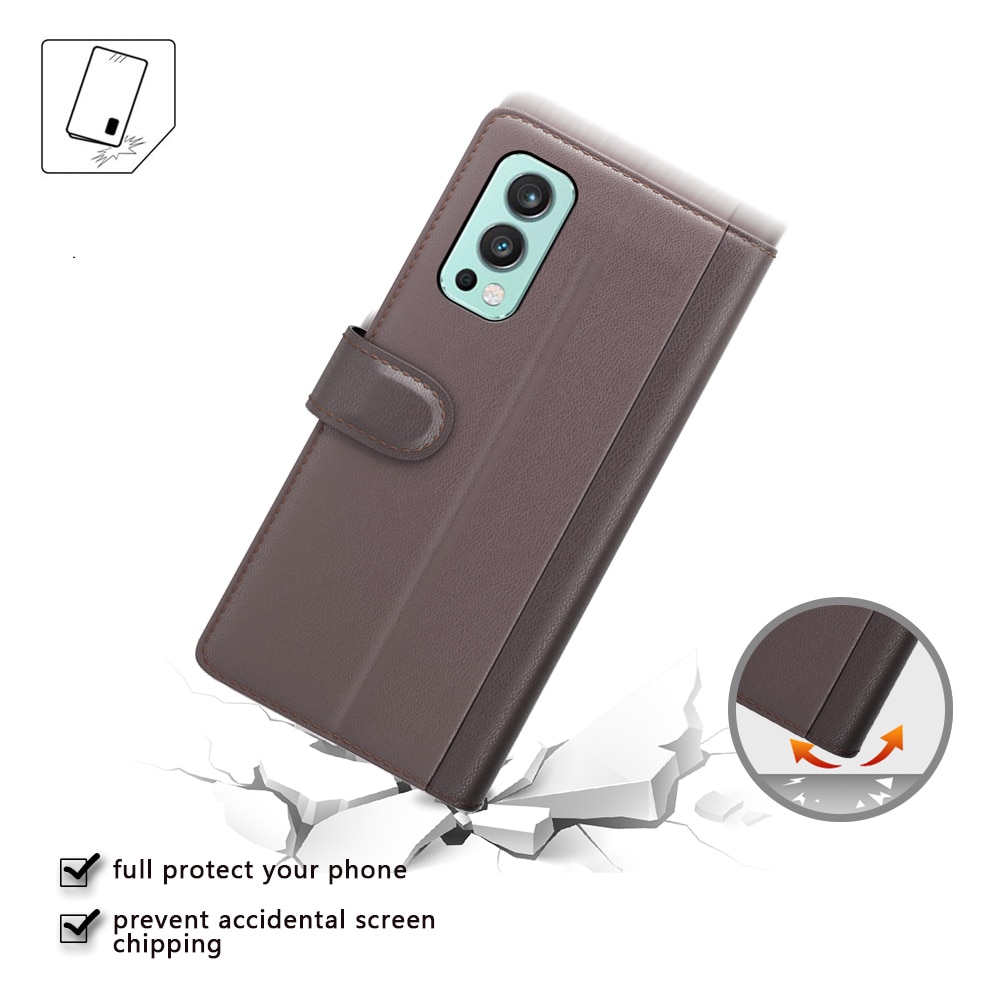  OnePlus Nord 2 5G Genuine Leather Wallet Case Brown