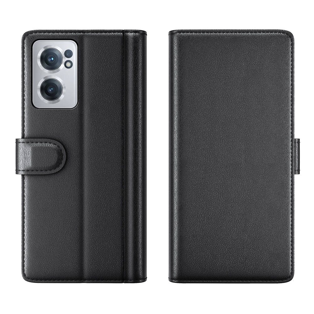 OnePlus Nord CE 2 5G Genuine Leather Wallet Case Black