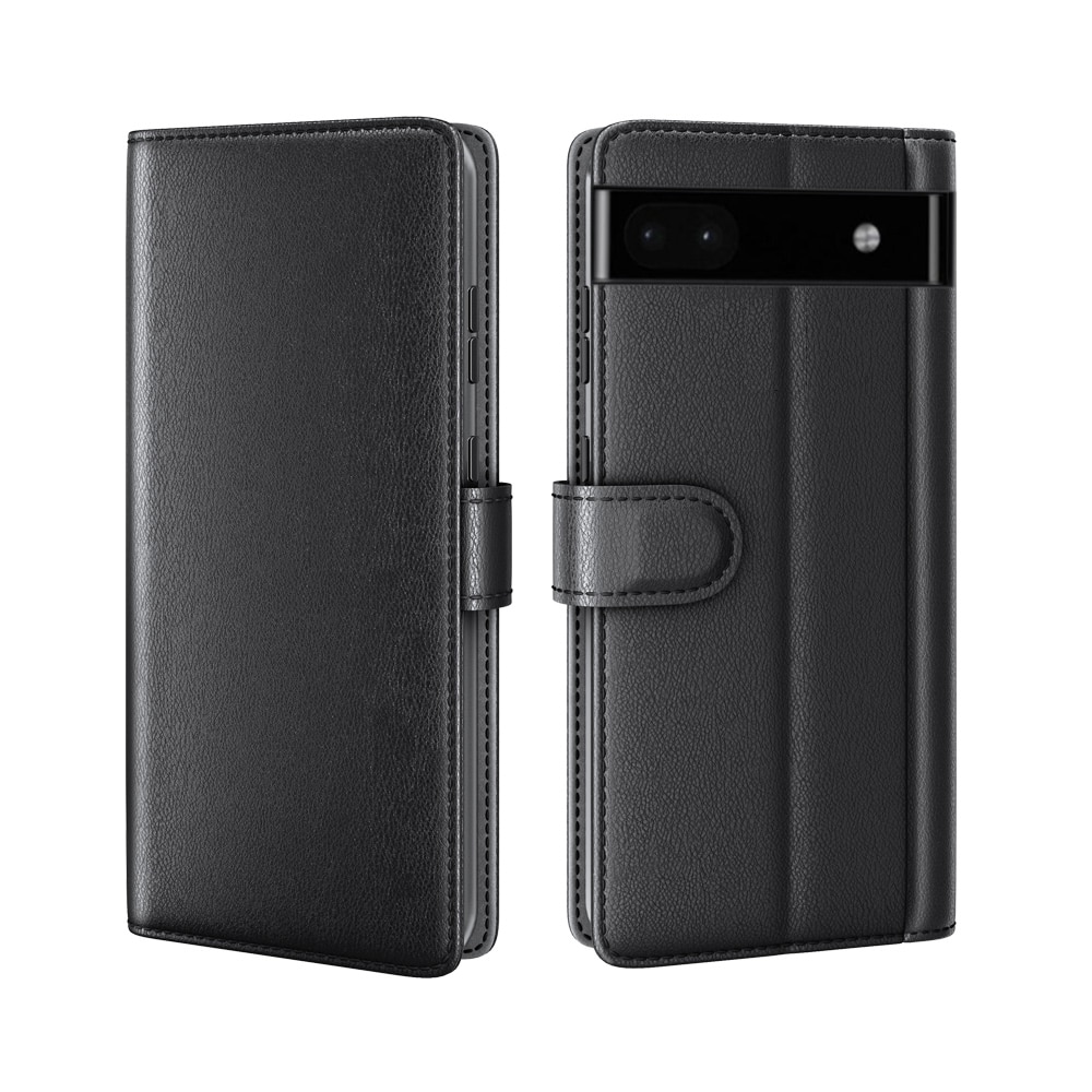 Pixel 6a Genuine Leather Wallet Case Black