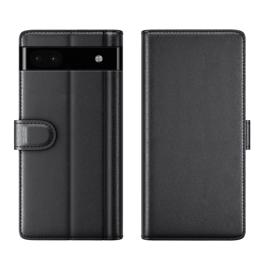 Pixel 6a Genuine Leather Wallet Case Black