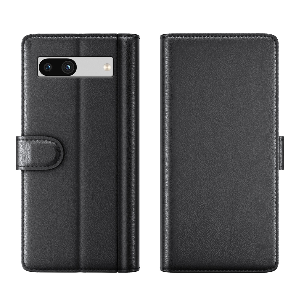 Google Pixel 7a Genuine Leather Wallet Case Black