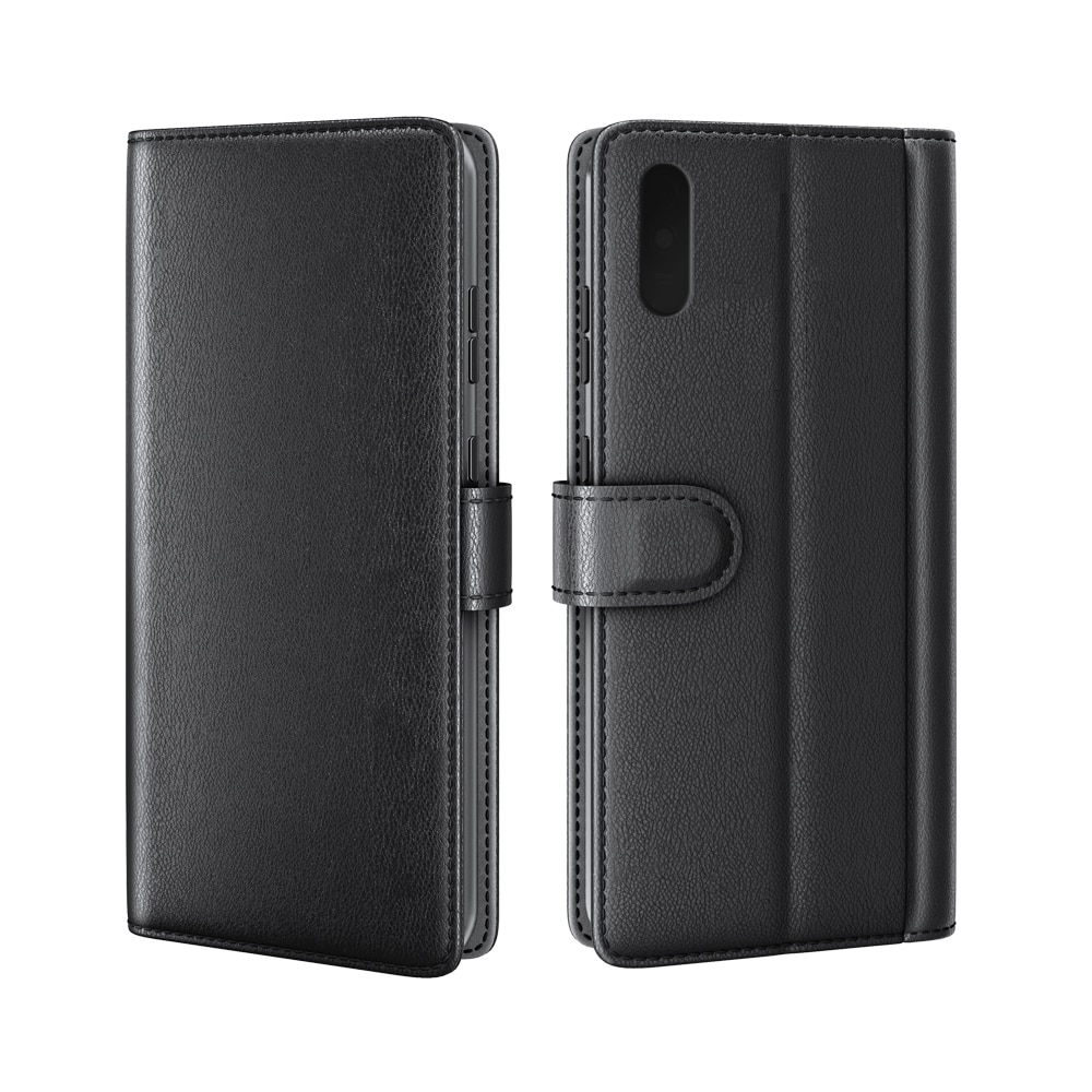Xiaomi Redmi 9AT Genuine Leather Wallet Case Black
