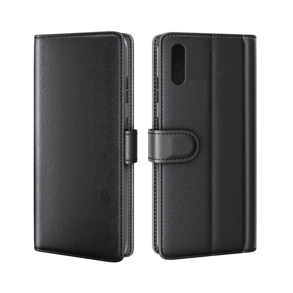 Xiaomi Redmi 9AT Genuine Leather Wallet Case Black