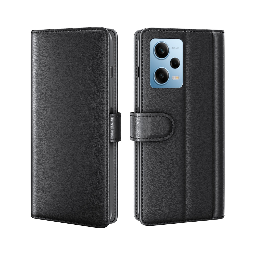 Xiaomi Redmi Note 12 Pro Genuine Leather Wallet Case Black