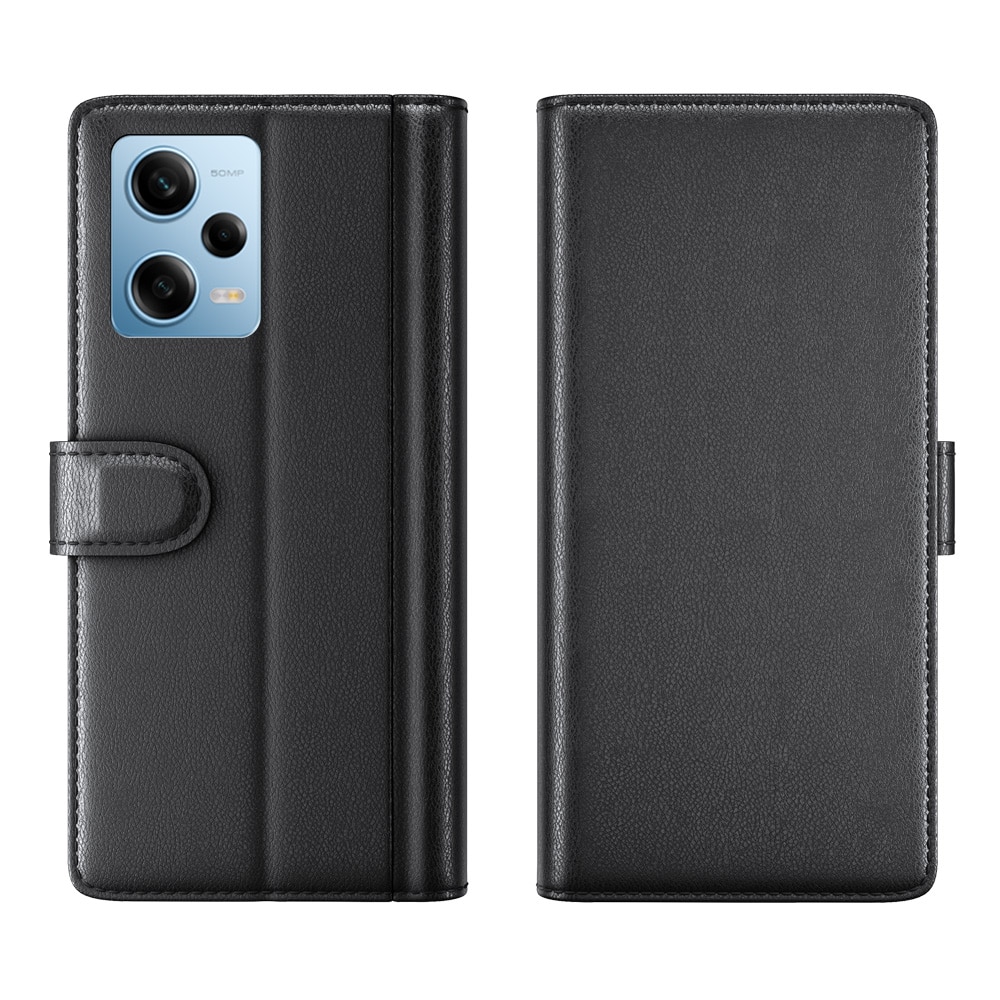 Xiaomi Redmi Note 12 Pro 5G Genuine Leather Wallet Case Black