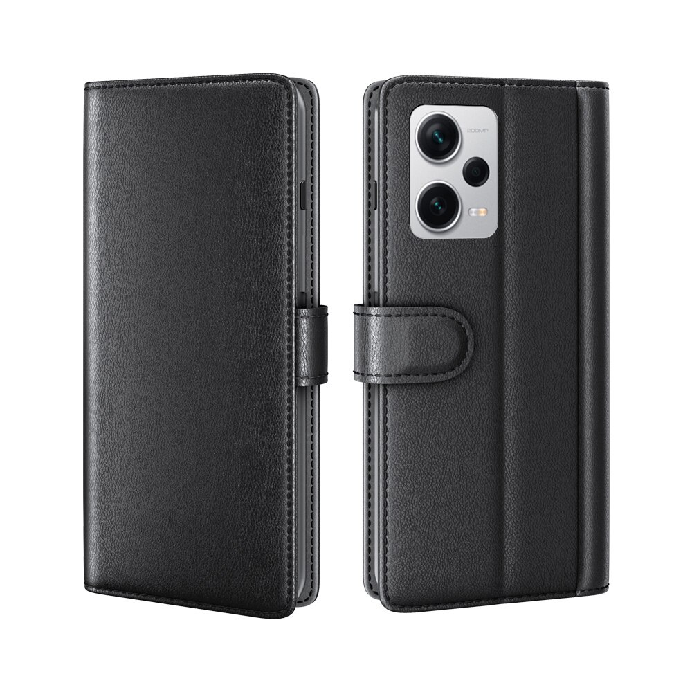 Xiaomi Redmi Note 12 Pro Plus Genuine Leather Wallet Case Black