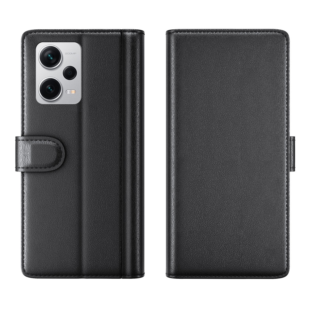Xiaomi Redmi Note 12 Pro Plus Genuine Leather Wallet Case Black