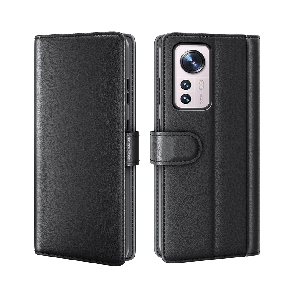 Xiaomi 12 Pro Genuine Leather Wallet Case Black