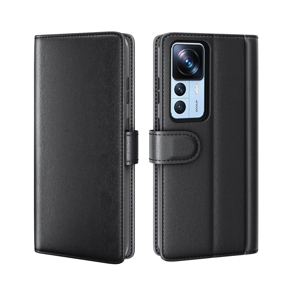 Xiaomi 12T/12T Pro Genuine Leather Wallet Case Black