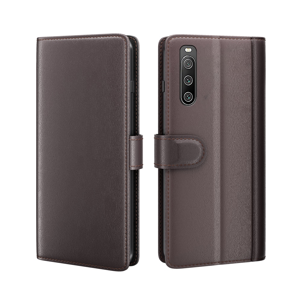 Xperia 10 IV Genuine Leather Wallet Case Brown