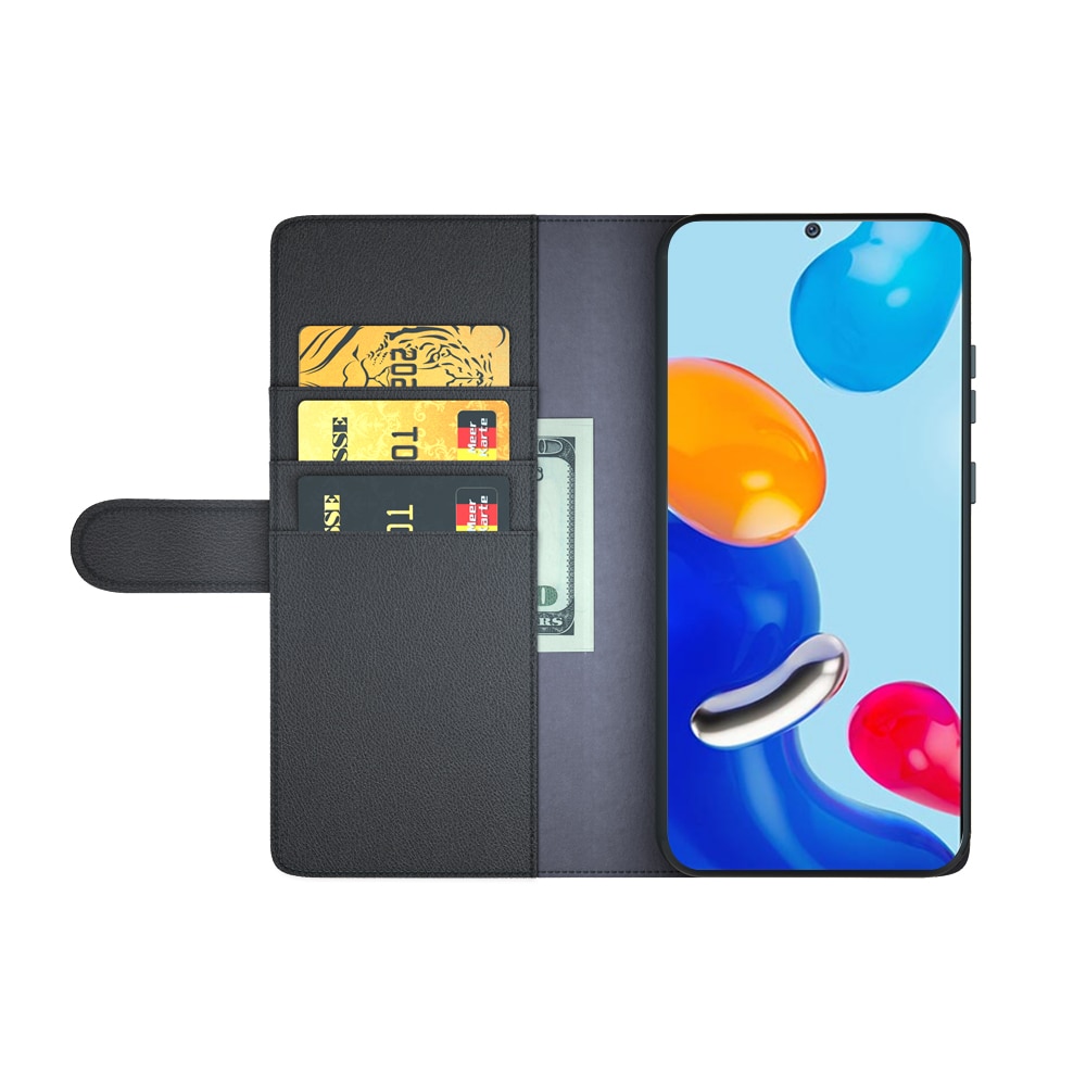 Xiaomi Redmi Note 11 Genuine Leather Wallet Case Black