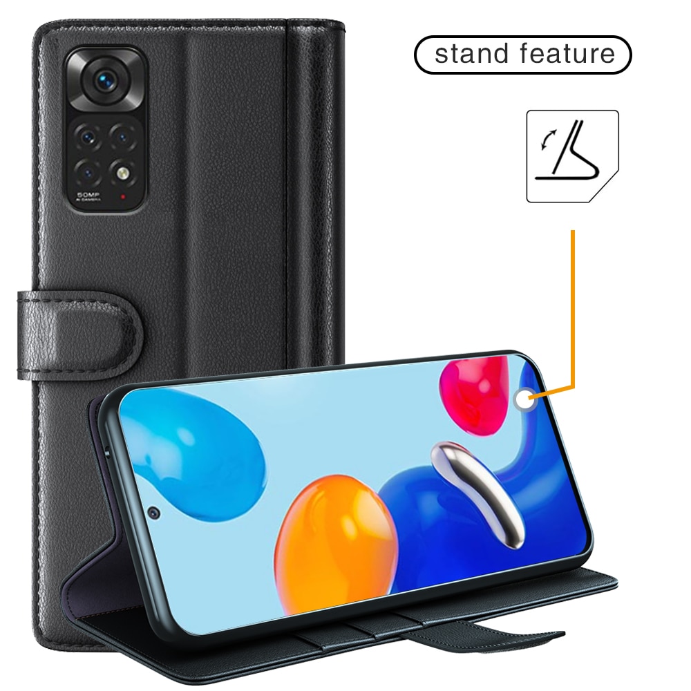 Xiaomi Redmi Note 11 Genuine Leather Wallet Case Black